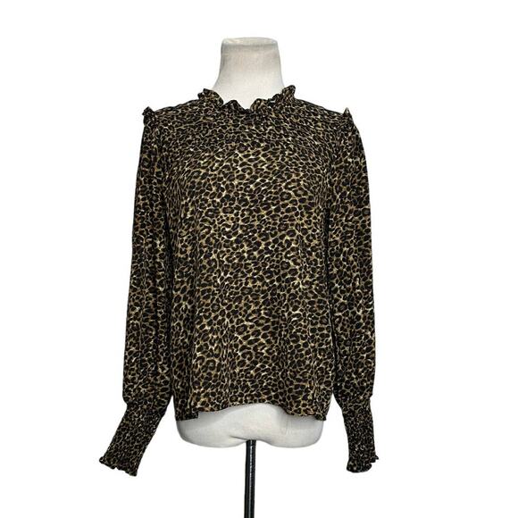 Lea & Viola leopard print long sleeves blouse size Small - Picture 1 of 9